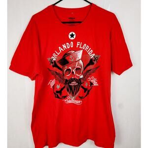 Orlando Florida 4 Seasons Red Sailor Skull Short Sleeved Graphic T Shirt XL